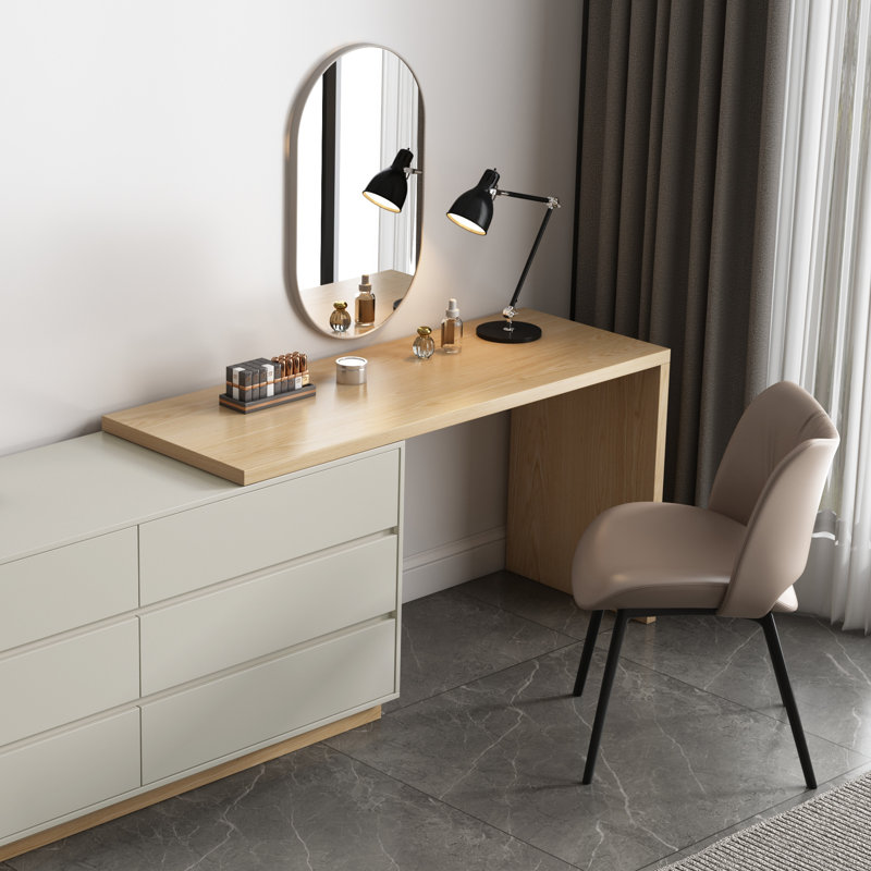 Bureau d'ordinateur en L avec table de bureau extensible avec 6 tiroirs l 47,2 po Talyiah