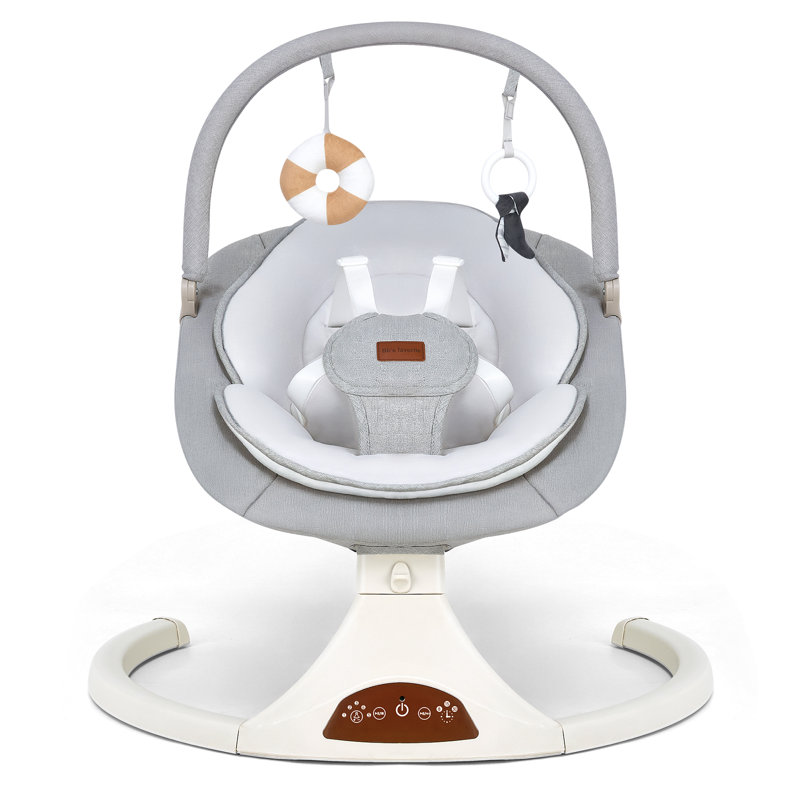 Balancelle pour bébé (nourrissons et jeunes enfants) avec télécommande, 5 vitesses, minuterie et verrouillage de sécurité (gris)