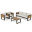 Ensemble de conversation d'extérieur en aluminium 4 pièces, ensemble de conversation pour 5 personnes avec canapé 3 places, 2 fauteuils et table basse-129990986