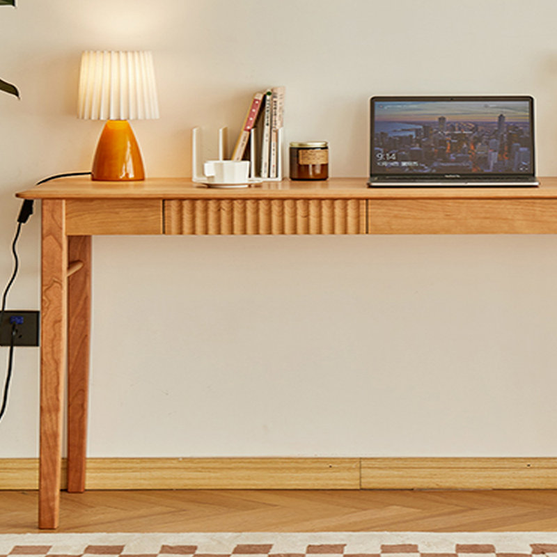 Simple Durable Cherry Wood Narrow Writing Desk, 29.52" H x 39.37" W x 17.71" D