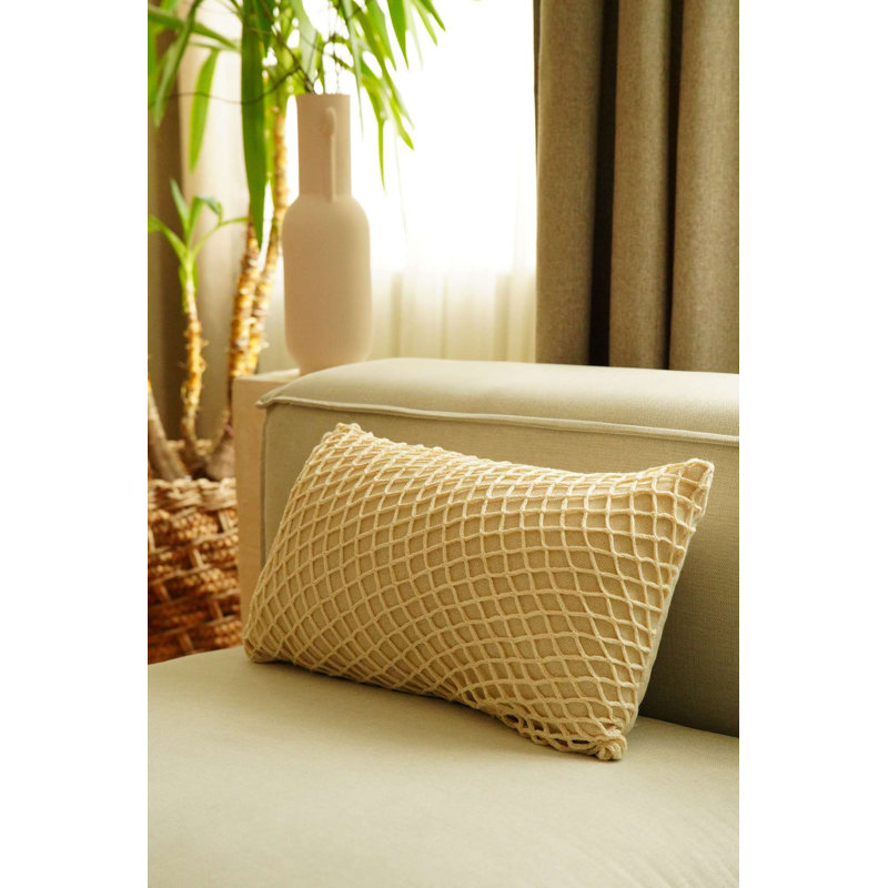 Elegant 100% Cotton Cushion Cover, Beige Color, 11.8 x 19.7 inches | Machine Washable, Hand-Wash Program Recommended | Perfect for Sofa, Chair, & Home Decor, Soft & Durable Fabric for Comfort