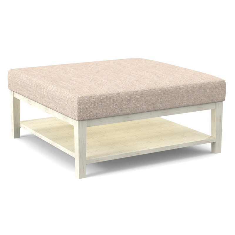 Hammond Square Ottoman, Antique Frost White Finish, White Performance Fabric; 0851-94