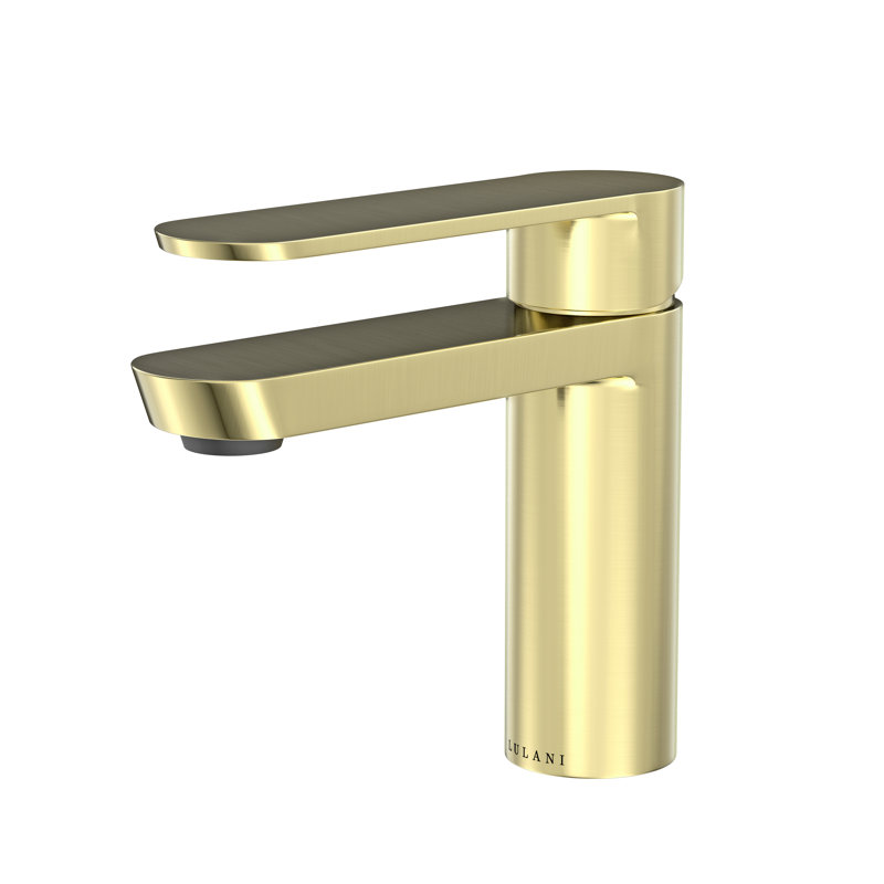 Lulani Yasawa Single Hole Bathroom Faucet with Drain Assembly, Champagne Gold