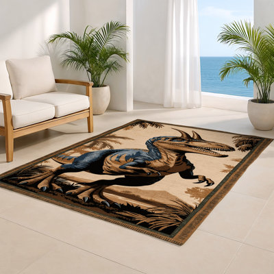 Tapis brun intérieur et extérieur Dinosaurs