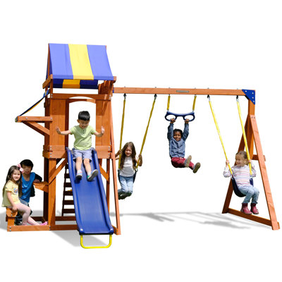 Sportspower Sunnyslope Wooden Swing Set with Lifetime Warranty on 6' Double Wall Slide