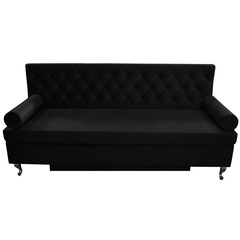 Glamour 3 Seater Sofa Bed, Black