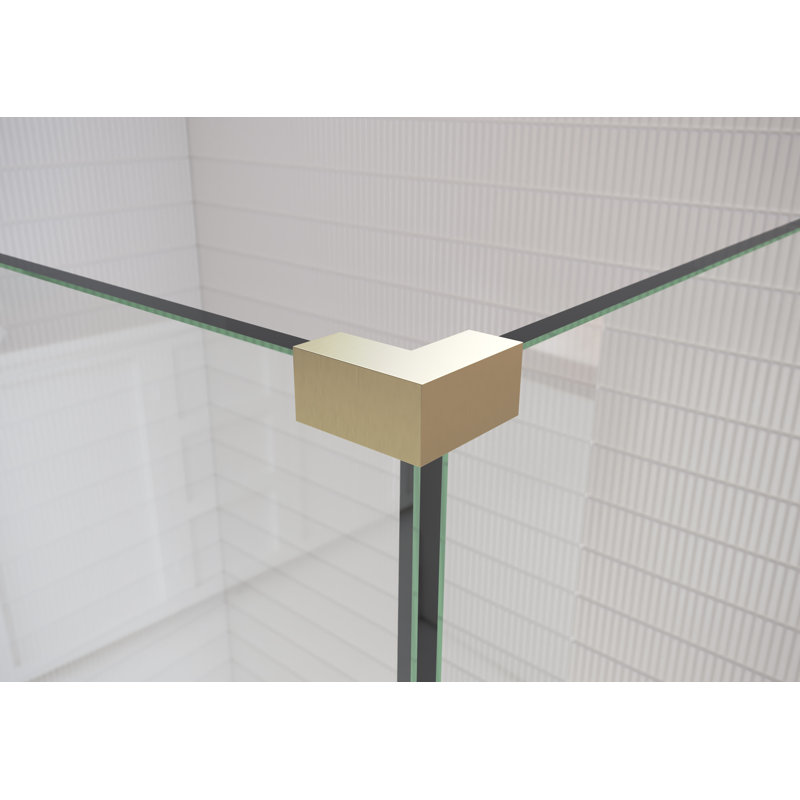 46" W Pivot Frameless Shower Door, Satin Brass