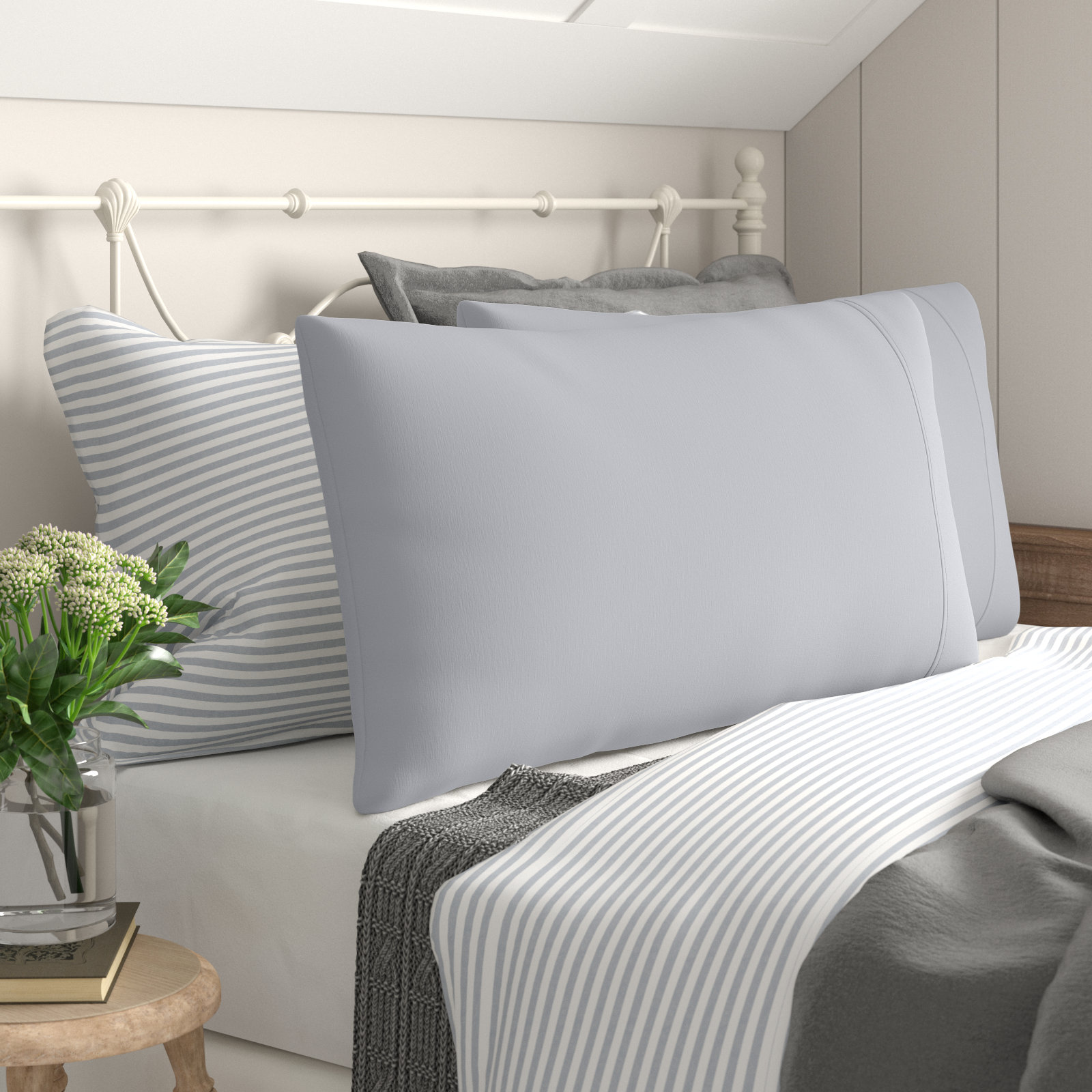 Coyer Cotton Pillowcase, Stormy Blue, King - 2 King Pillowcases