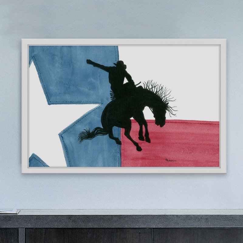 « emblématique texas », reproduction de peinture à l’aquarelle encadrée, H 12 po x l 18 po x P 1,5 po