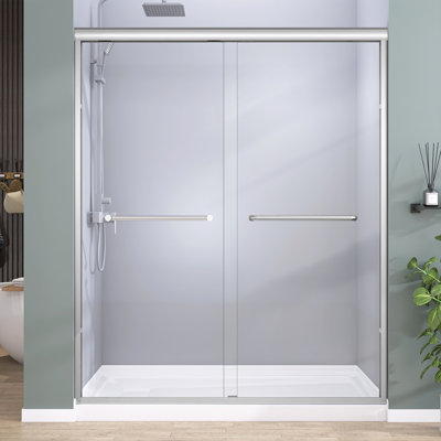 50-54 In. W X 72 In. H Semi-Frameless Sliding Bypass Glass Shower Door In Chrome 1/4 In. Tempered Glass