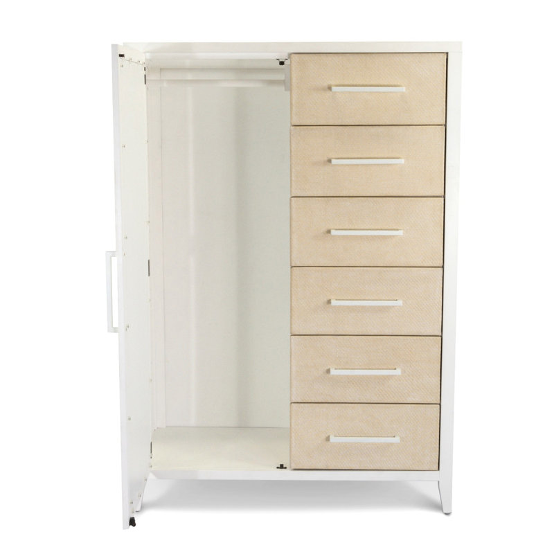 Miramar - Commode de porte en miroir tissé - Finition sable et blanc éclatant