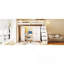 Lit mezzanine double avec escalier de rangement, coiffeuse intégrée avec miroir et tiroirs de rangement, garde-robe et armoires, ports et lumières de chargement USB-399898659