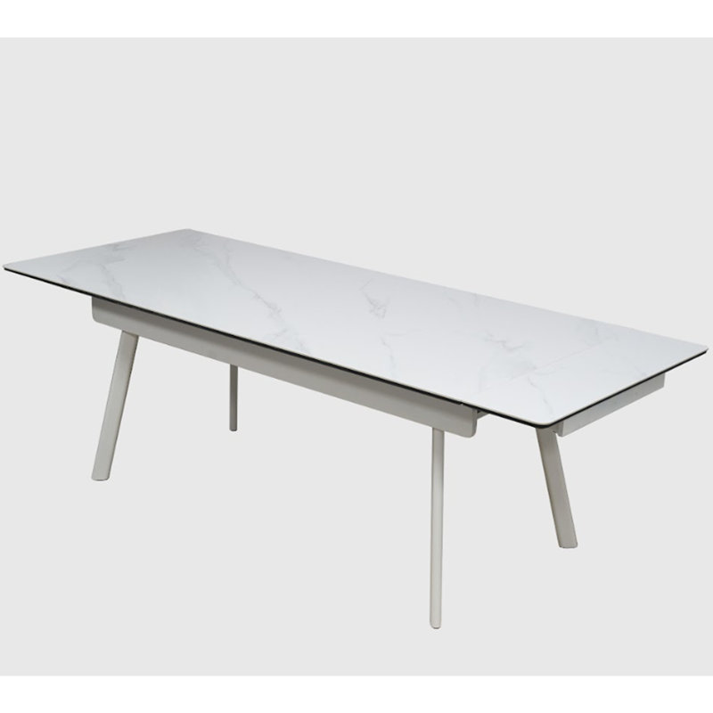 Extendable White Sintered Stone Dining Table