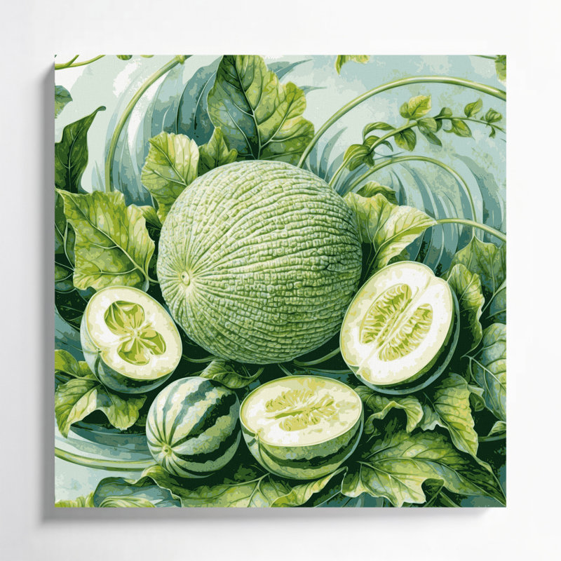 Art mural sur toile vert légumes Melon, H 12 po x l 12 po