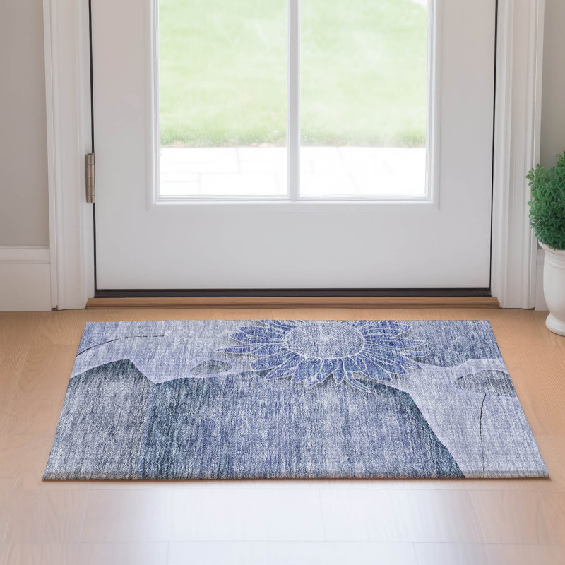 Premium Machine Washable Prisco Blue Rug, Rectangle 1'8" x 2'6"