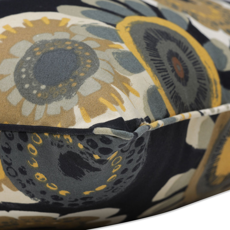 Crosby Floral Outdoor Reversible Throw Pillow, Black/Brown/Yellow