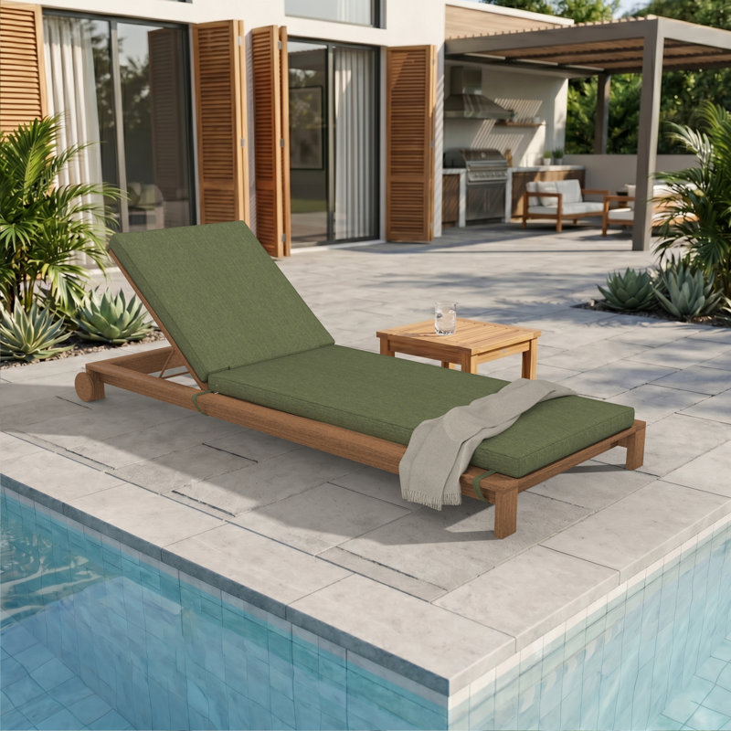 Sunbrella® Outdoor Chaise Cushion, 26" W x 80" D, Canvas Fern