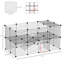 Cages et cages 14 po avec espace extérieur et 36 panneaux en fil d'acier noir mat