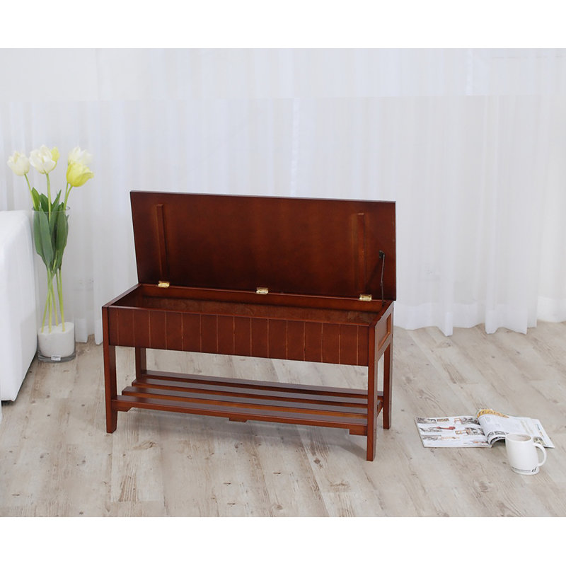 Quality Solid Wood Shoe Bench With Storage, Cherry