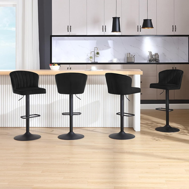 Lorraine Swivel Adjustable Height Counter Stool with Metal Frame, Black