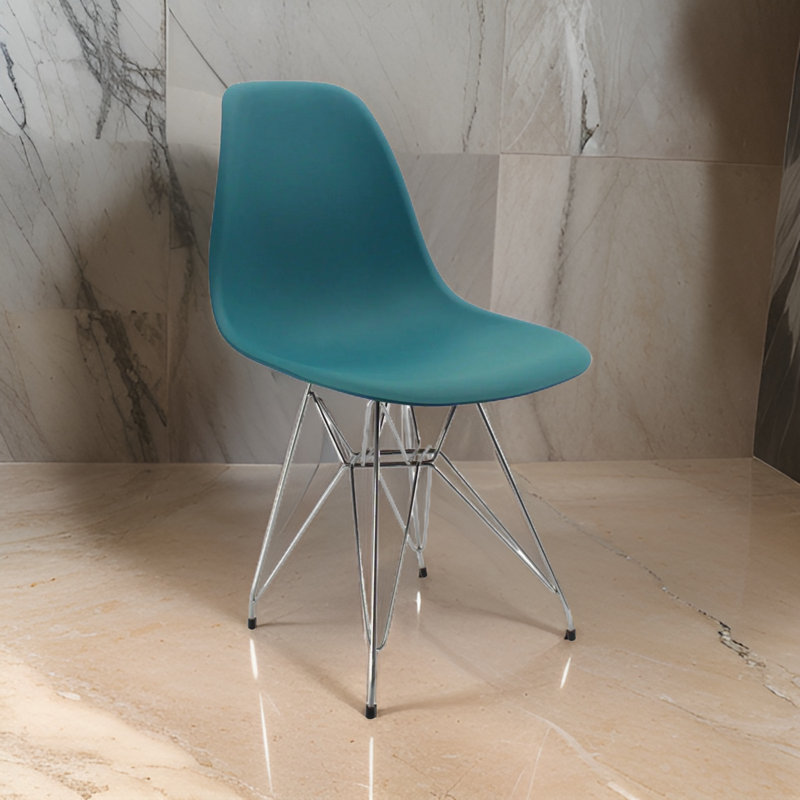 Chaise Eiffel avec base chromée, Marine, 1
