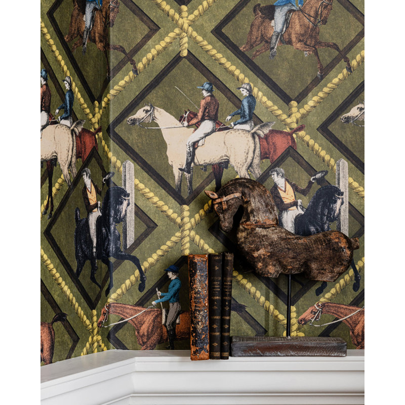 The Derby Geometric Wallpaper Roll, Blue/Brown/Gray/Taupe