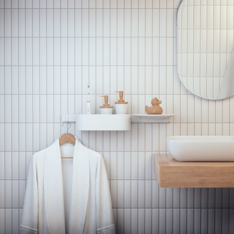 WallStoris 20" hansgrohe Wall Bar, Matte White, 1.3125" H x 20" L x 0.5" D