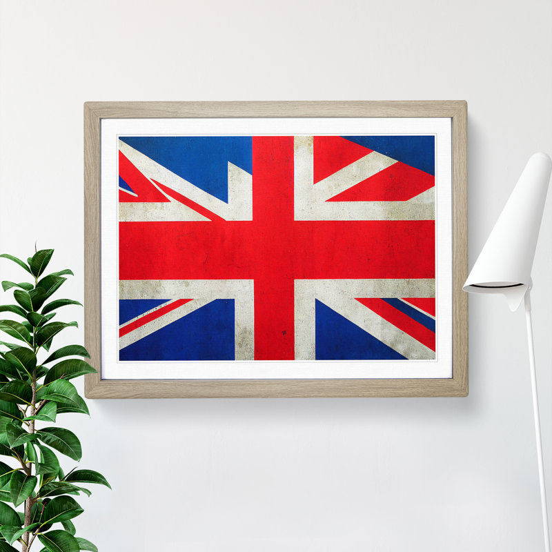 Union Jack Flag Concept Vol.2 - Framed Print, 34cm H x 46cm W x 2cm D, Oak