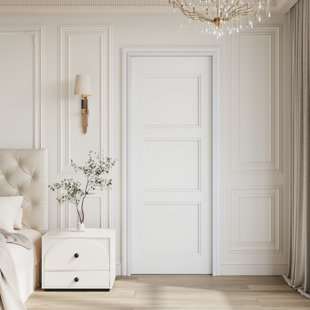 Interior Slab Door 3-Panel Solid Core White Primed Standard Door For Bedroom ＆ Living Room
