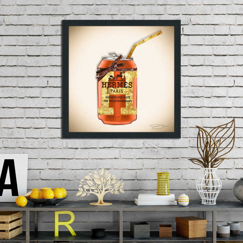 «Hermes Soda Can (Square)» par By Jodi - impression, H 31,5 po x l 31,5 po x P 1 po, Cadre espresso