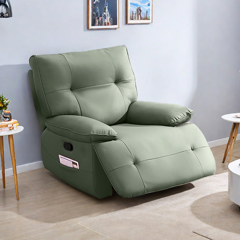 Quanasia Modern Faux Leather Multi-Functional Recliner, Green