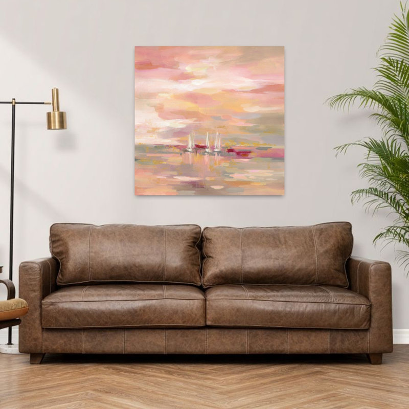 Art côtier cramoisi avec des nuages abstraits, H 36 po x l 36 po