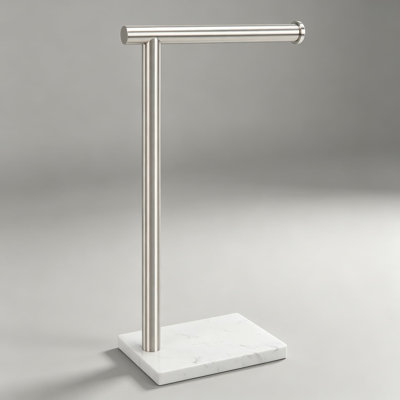 Hand Towel Holder for Bathroom Countertop, L Shape Standing Towel Rack with Marble Base, 304 Stainless Steel Rustproof Bar for Vanity and Kitchen, Brushed Nickel Finish