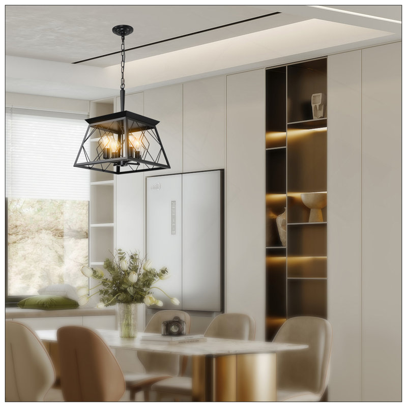 -Lustres campagnards légers pour salle à manger (sans ampoules), Noir, H 33,2 po x l 15,7 po x P 15,7 po