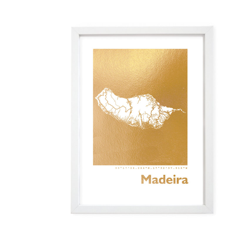 Madeira Map - Single Picture Frame Print, 42.5cm H x 32.5cm W x 3.5cm D