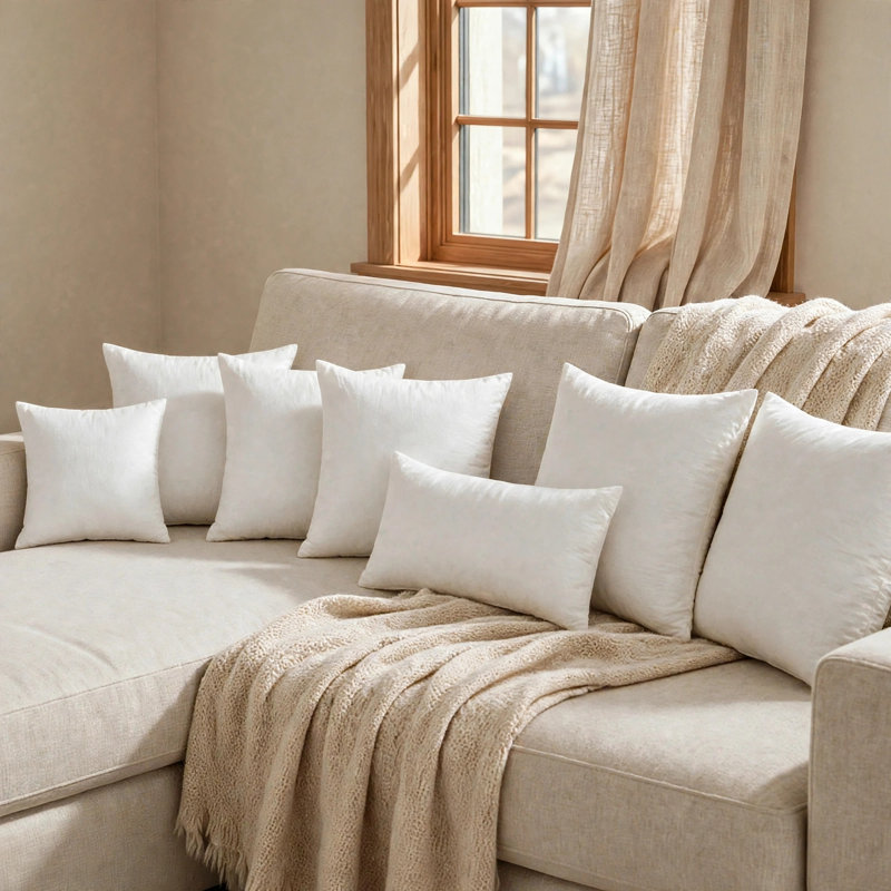 Insert de coussin décoratif décoratif en duvet de plumes avec housse en coton (ensemble de 2), H 18 po x l 18 po, 2