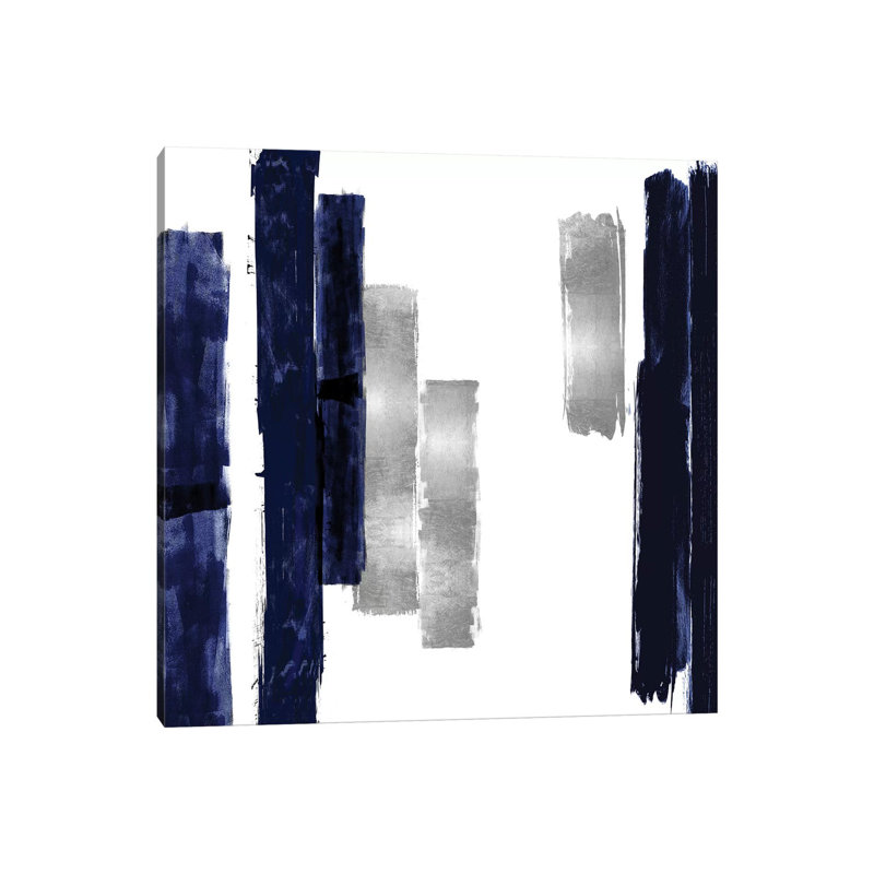 Vertical Blue And Silver I by Ellie Roberts - Wrapped Canvas Painting, 30.48 cm H x 30.48 cm W