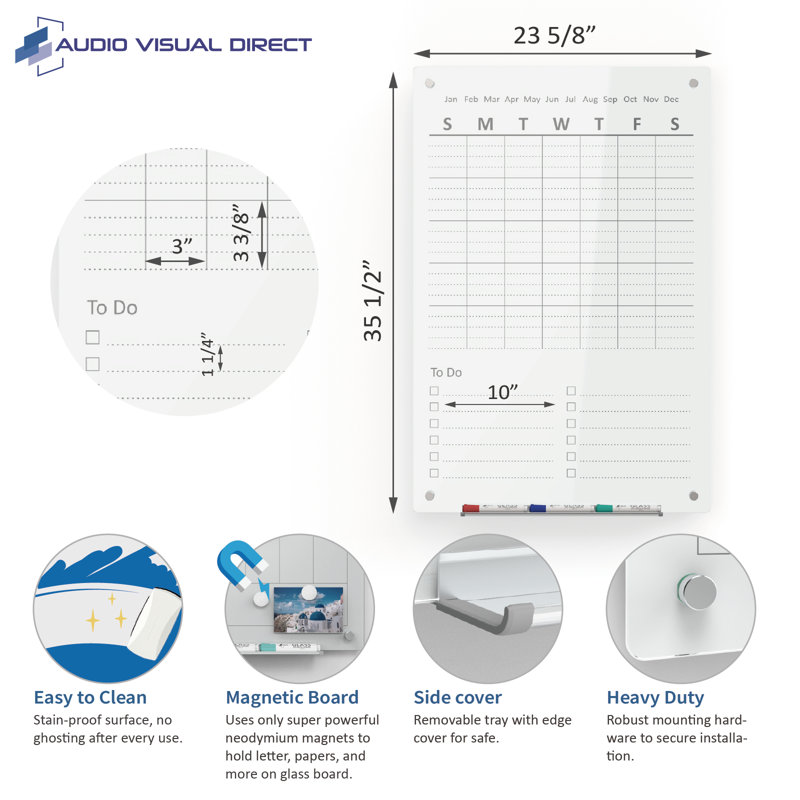 Audio-Visual Direct Yes Glass Glass Board, White
