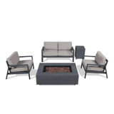 Aegean 4 Seat Outdoor Patio Furniture Set With Fire Table