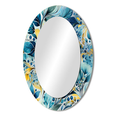 Rhae Watercolor Dreams Paisley Pattern - Paisley  Decorative Wall Mirror, Yellow Large Mirror, Printed Metal Art
