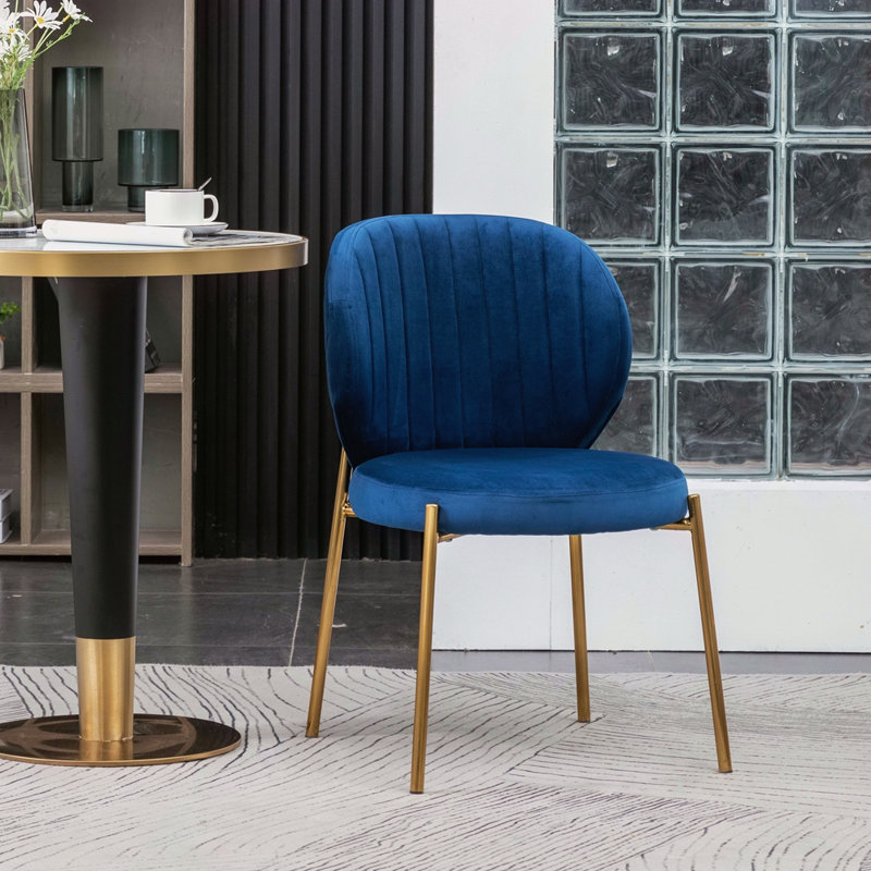 Chaise de salle à manger en velours, Bleu