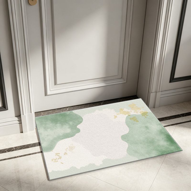 Abstract Watercolor Green carpet-easy to clean, machine-washable, soft and comfortable; suitable for door mats, kitchens, living rooms, bedrooms, corridors, and laundry areas. Easy to clean, durable carpet for home decoration.