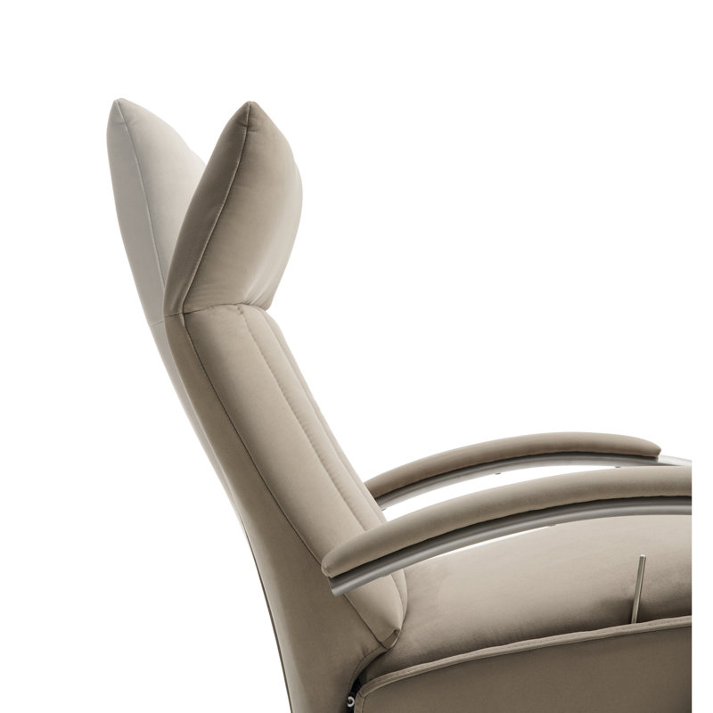 Theodosius 68cm Wide Genuine Leather Swivel, Taupe Brown
