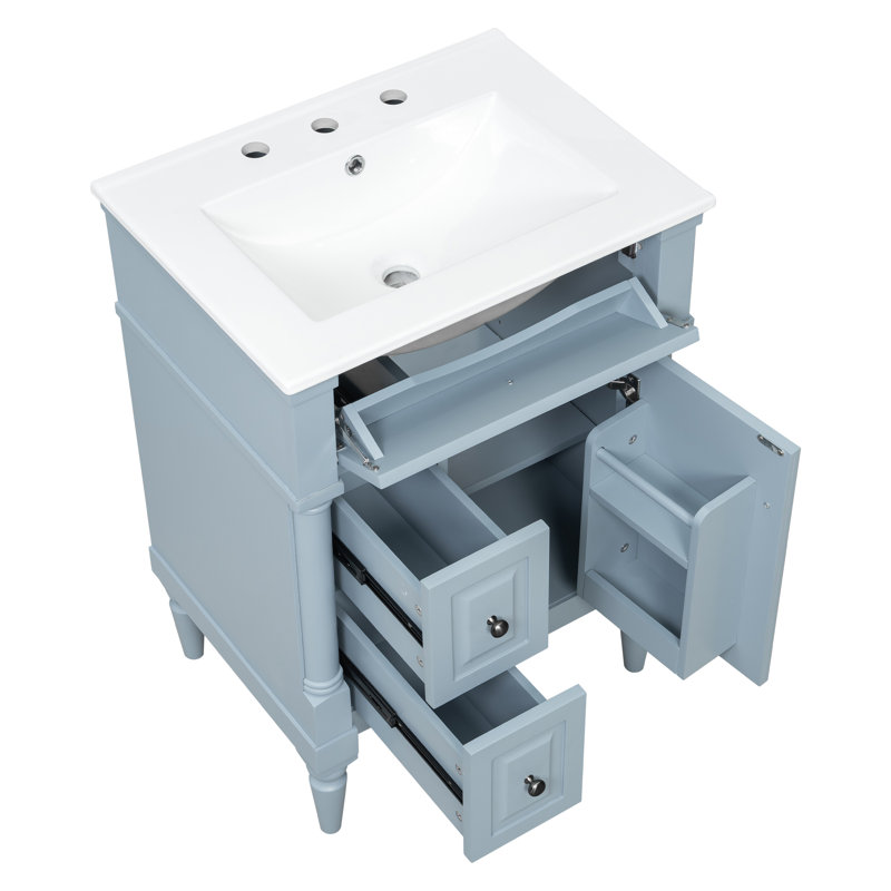 24 Inch Bathroom Vanity With Sink,Blue Gray, Blue Gray