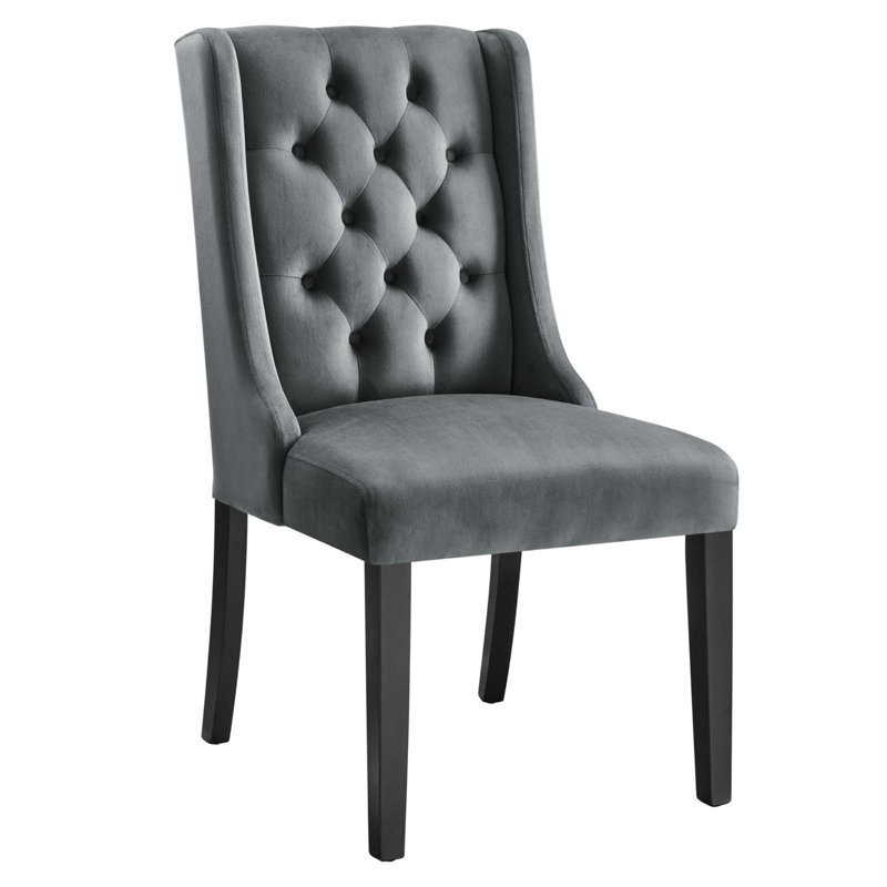 Baronet Gray Velvet Upholstered High Back Side Chair Set