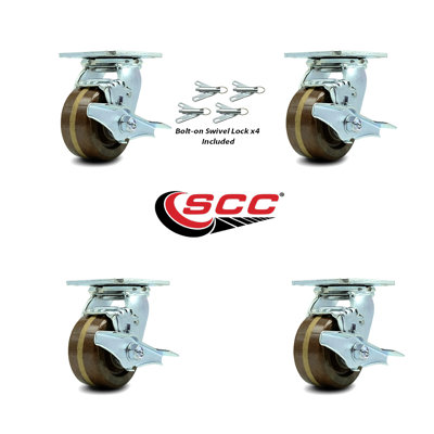 Phenolic Caster with Roller Bearings and Brake/Swivel Lock