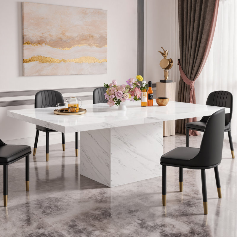 Table de salle à manger Eclat, Blanc, H 29,9 po x L 55 po x l 29,53 po