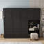 Grand lit escamotable 1 tiroir avec armoire latérale réversible et lumières DEL-1878109849