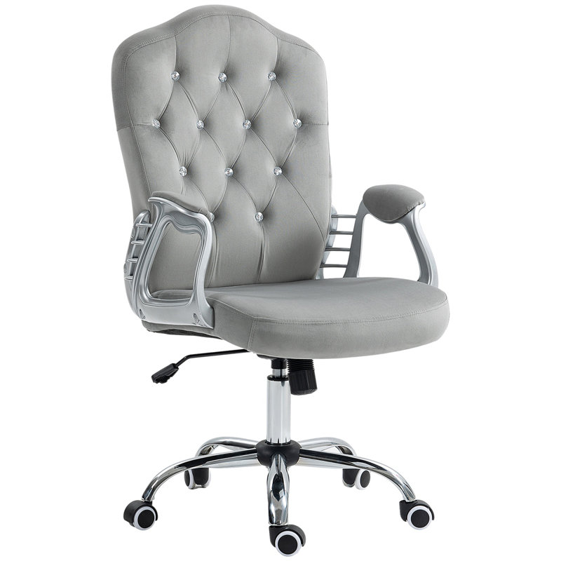 Kimar Chair with Padded Armrests, Velvet, Gray 1