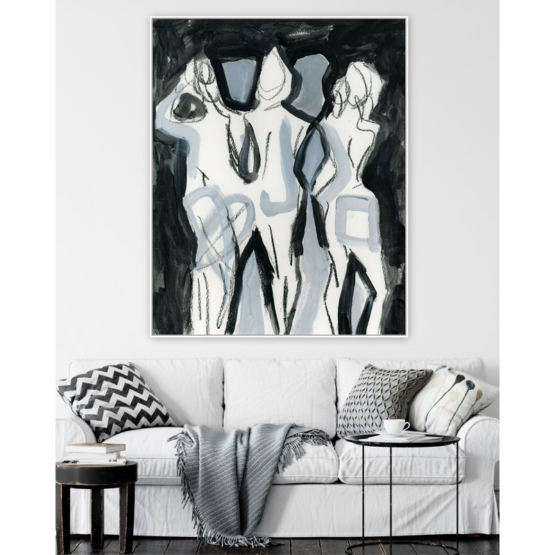 Noir triple nus 1, H 41,25 po x l 33,25 po, Cadre flottant blanc